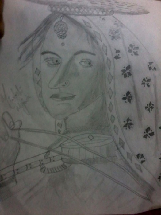 Pencil Sketch Of A Rajasthani Lady