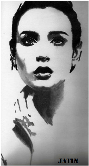 Charcoal Sketch Of A Girl - DesiPainters.com