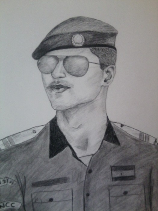 Pencil Sketch Of A NCC Boy