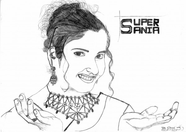 Pencil Sketch Of Sania Mirza - DesiPainters.com