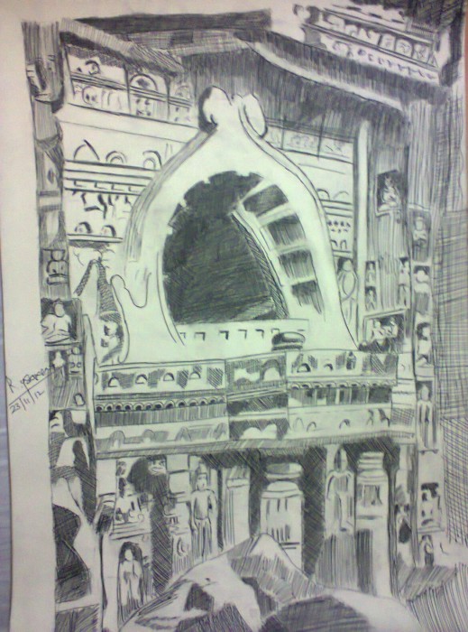 Wonderful Sketch Of Ajanta Cave - DesiPainters.com
