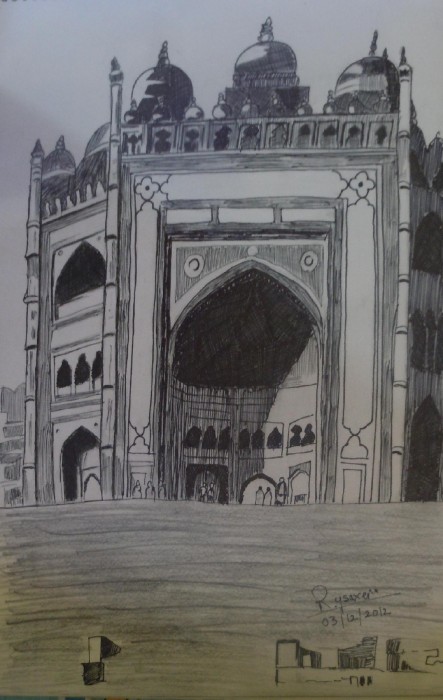 Pencil Sketch Of Buland Darwaza - DesiPainters.com