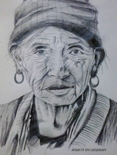 Pencil Sketch Of An Old Lady