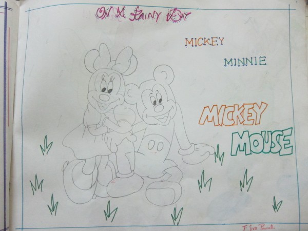 Painting Of Cartoons Mickey & Minnie Mouse