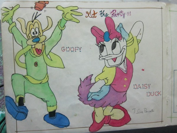 Painting Of Cartoons Goofy and Daisy