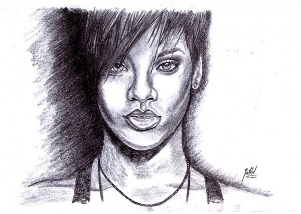 Sketch Of Hollywood Celebrity Rihanna