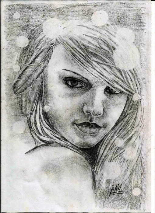 Pencil Sketch Of A Girl By Jatin