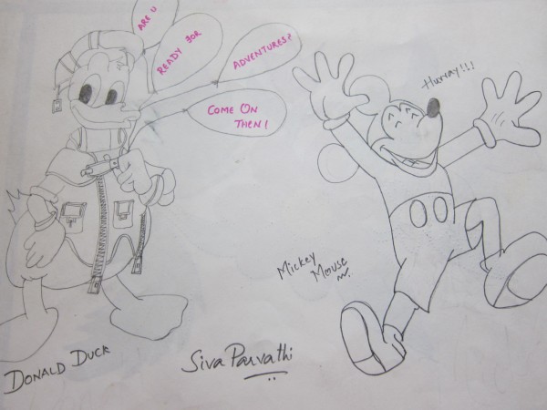 Sketch Of Donald Duck & Mickey Mouse