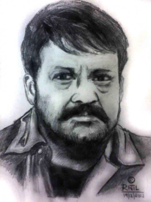Sketch Of Southern Superstar Mohanlal - DesiPainters.com