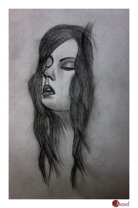 Charcoal Sketch Of A Girl's Face