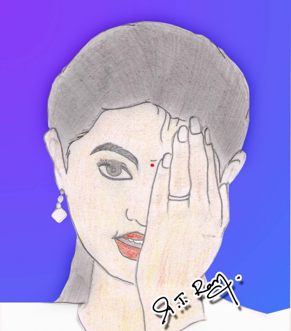Pencil Sketch Of A Tamil Actress - DesiPainters.com