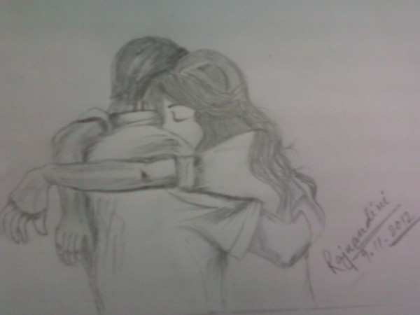 Sketch Of A Hugging Couple