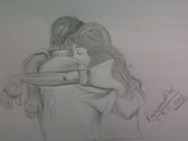 Sketch Of A Hugging Couple - DesiPainters.com