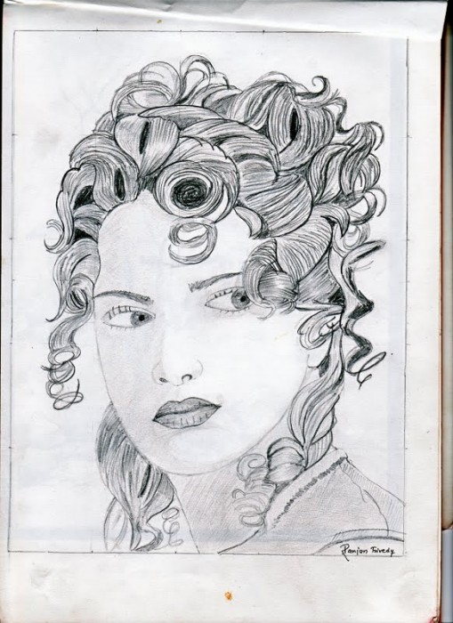 Pencil Sketch Of A Modern Girl - DesiPainters.com