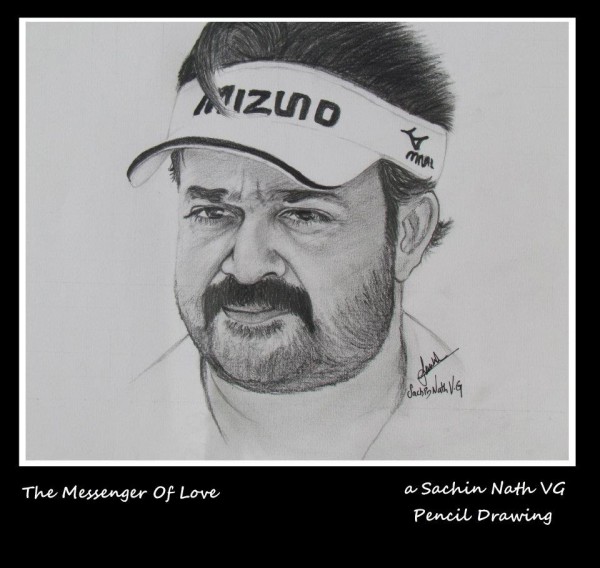 Pencil Sketch Of Super Star Mohanlal 