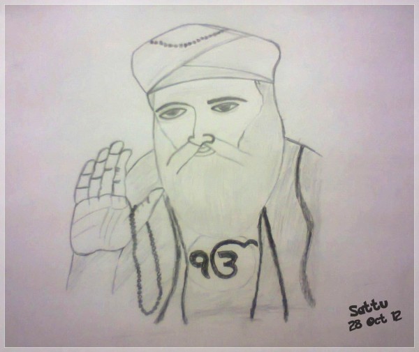 Pencil Sketch Of Guru Nanak Dev Ji - DesiPainters.com