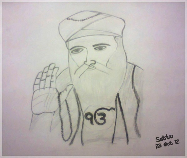 Pencil Sketch Of Guru Nanak Dev Ji