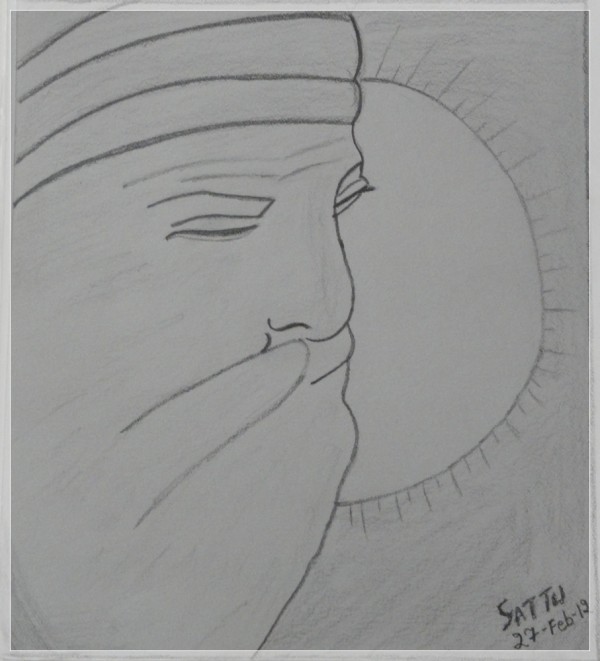 Sketch of Guru Nanak Dev ji - DesiPainters.com