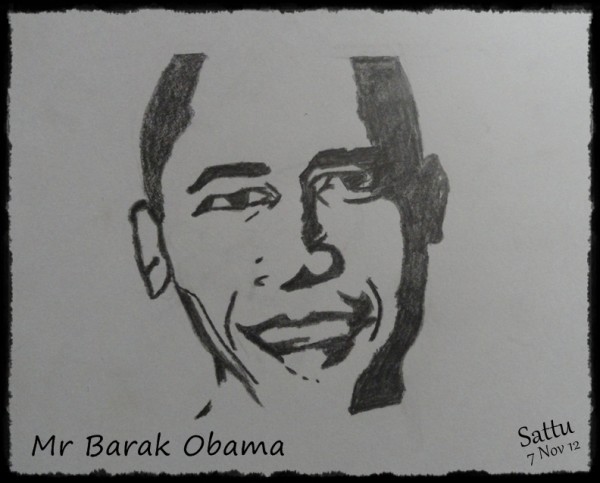Crayon Sketch Of President Barak Obama - DesiPainters.com