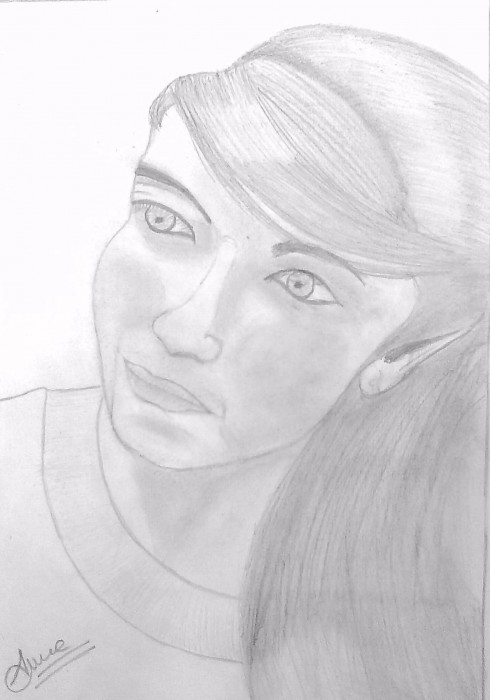 Pencil Sketch Of A Girl - DesiPainters.com