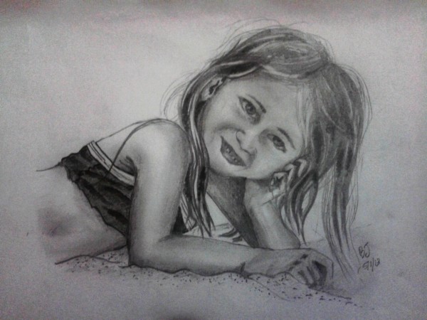 Sketch Of A Baby Girl By Brijit - DesiPainters.com