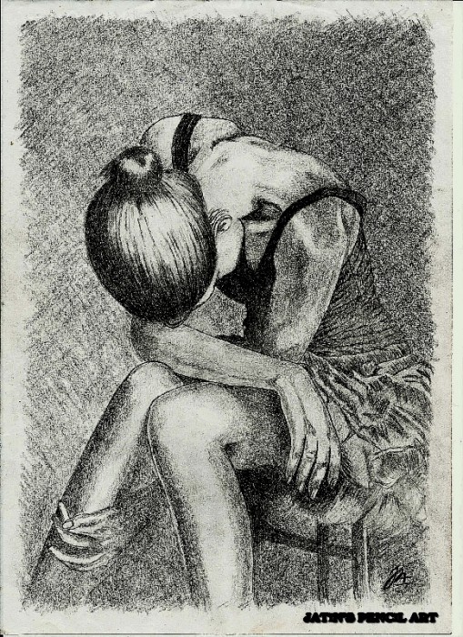 Charcoal Sketch Of A Sad Girl - DesiPainters.com