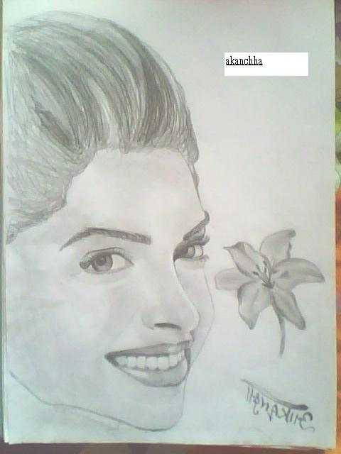 Pencil Sketch Of Actress Deepika Padukone
