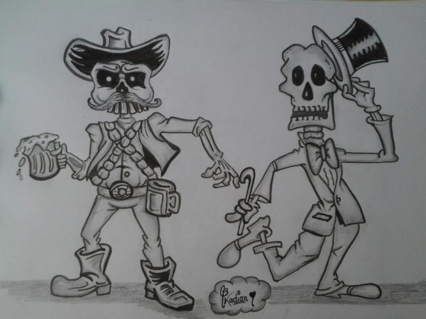 Sketch Of Skeleton Cartoons - DesiPainters.com
