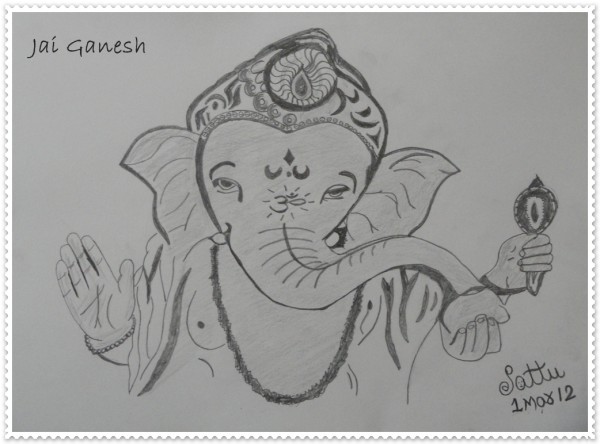 Pencil Sketch Of Ganesh Ji - DesiPainters.com