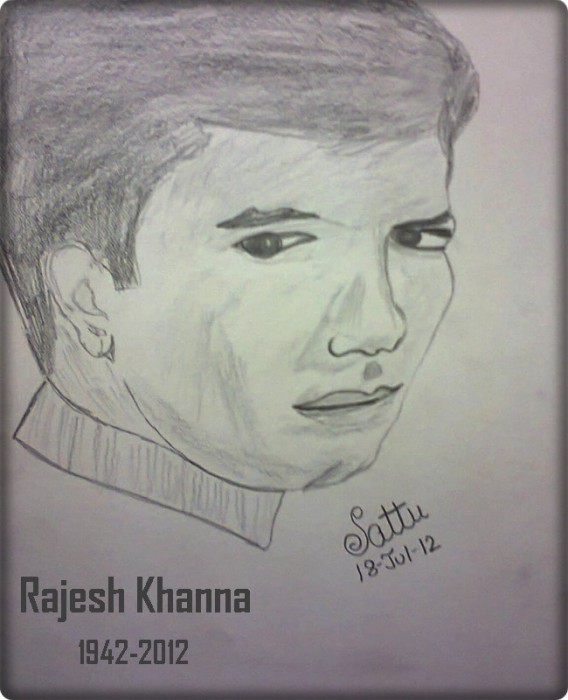 Pencil Sketch Of Late Actor Rajesh Khanna