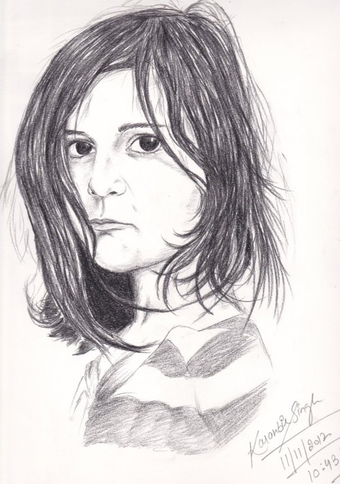 Pencil Sketch Of A Girl By Karan