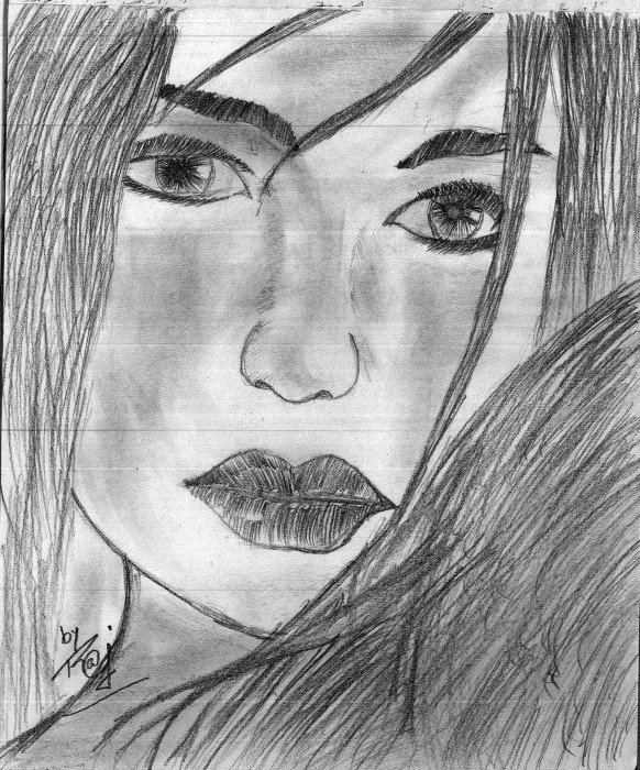 Pencil Sketch Of A Girl's Face