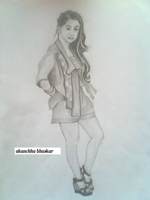 Pencil Sketch Of A Modern Girl - DesiPainters.com