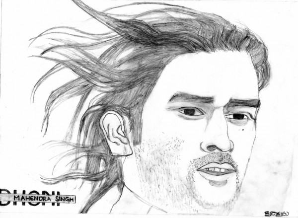 Sketch Of Cricketer Mahendra Dhoni - DesiPainters.com