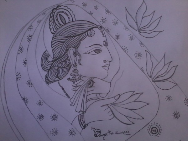 Pencil Sketch Of God Krishana - DesiPainters.com