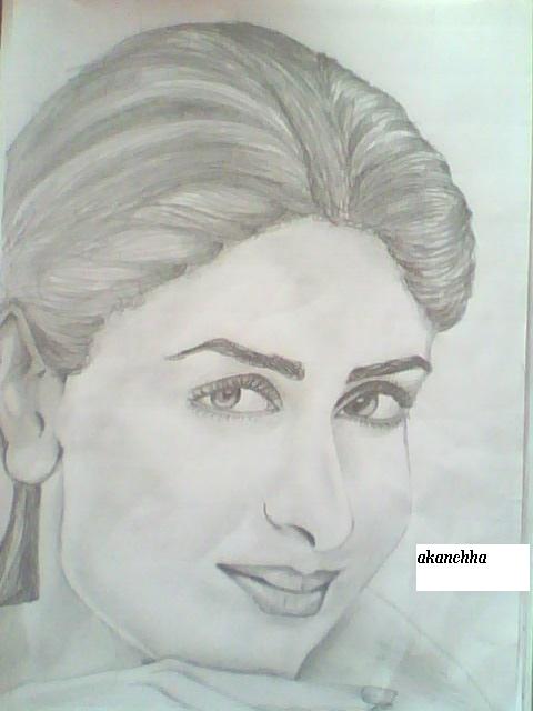 Pencil Sketch Of Actress Kareena Kapoor - DesiPainters.com