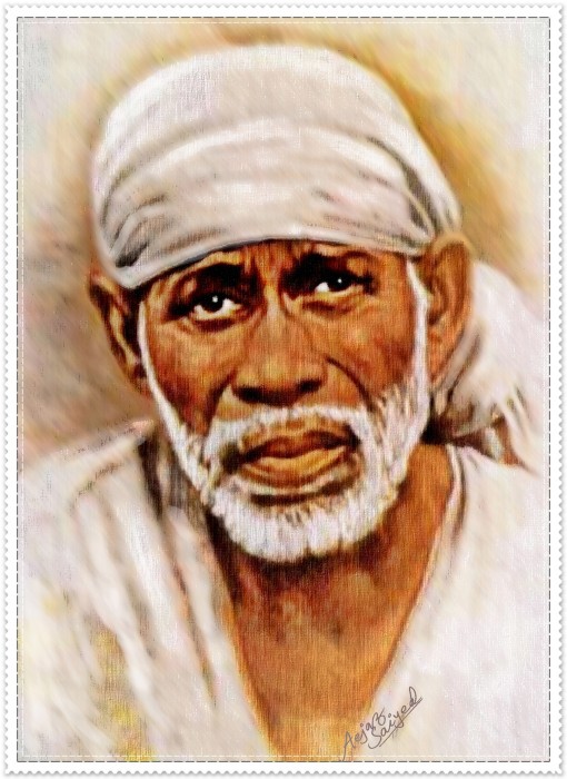 Digital Painting Of Sai Baba - DesiPainters.com