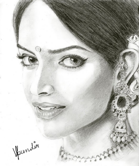 Charcoal Sketch Of Actress Deepika Padukone