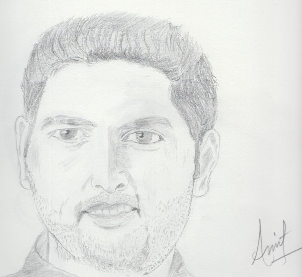 Pencil Sketch Of Cricketer Yuvraj Singh - DesiPainters.com