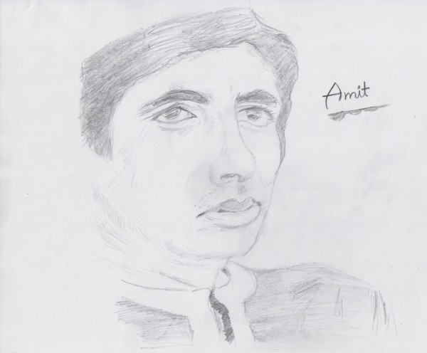 Pencil Sketch Of Actor Amitabh Bacchan - DesiPainters.com