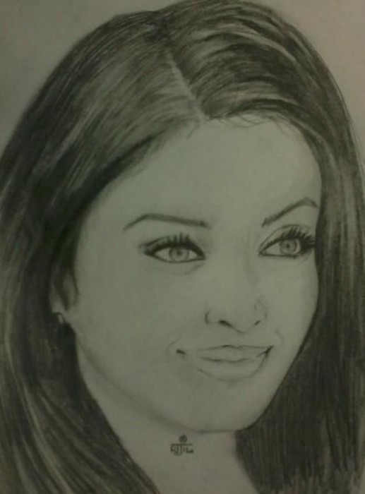 Pencil Sketch Of Aishwarya Rai Bachchan - DesiPainters.com