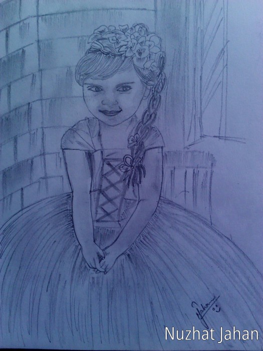 Pencil Sketch Of A Child Girl