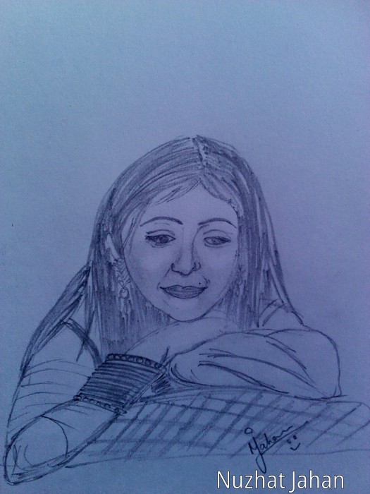 Pencil Sketch Of A Girl - DesiPainters.com