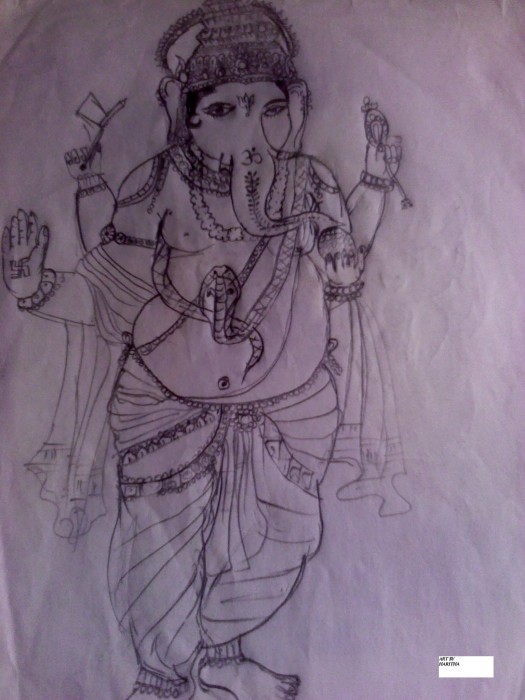 Sketch Of God Shri Ganesh Ji - DesiPainters.com