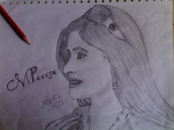 Sketch Of Punjabi Female Singer Miss Pooja - DesiPainters.com