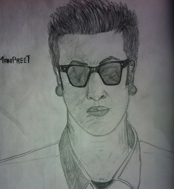 Pencil Sketch Of Actor Ranbir Kapoor - DesiPainters.com