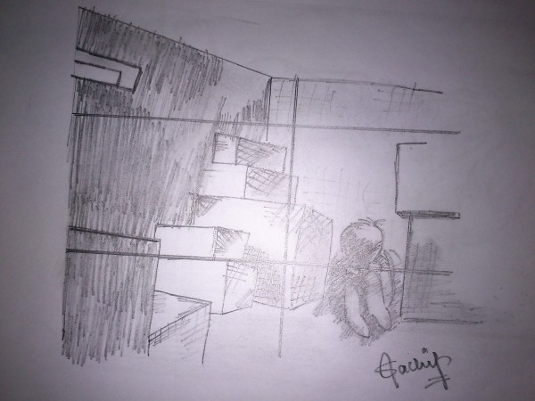 Pencil Sketch Of An Alone Boy - DesiPainters.com