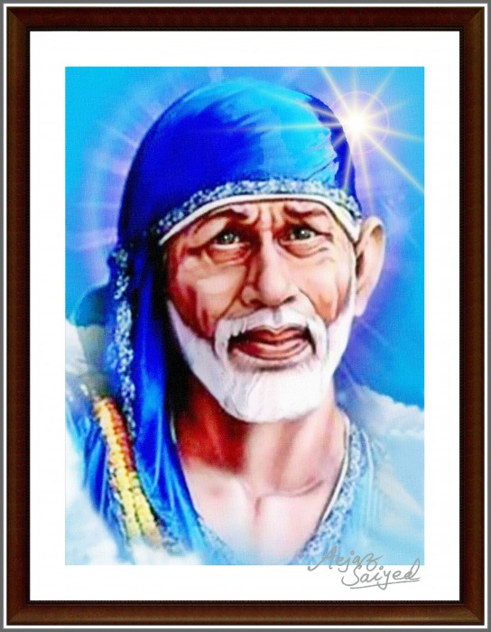 Digital Painting Of Sai Baba Ji