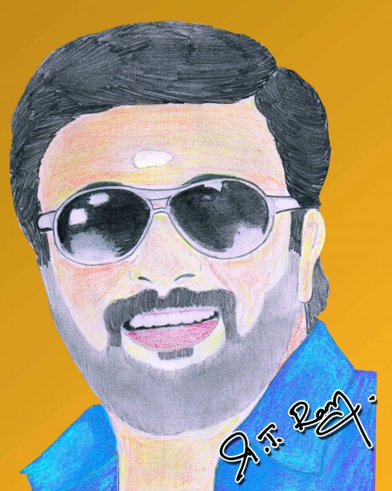 Pencil Colors Painting Of Tamil Actor Sasikumar