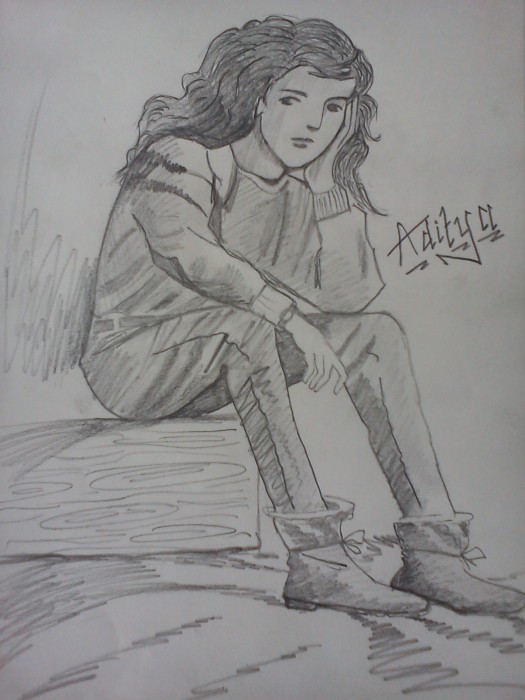 Pencil Sketch Of A Sad Girl